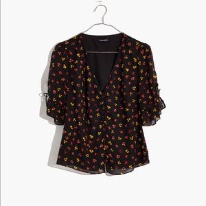 Madewell Silk Daylight Top in Feline Floral NWOT